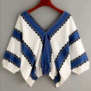 3/4 sleeve striped blouse